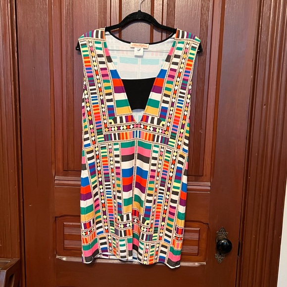 Mara Hoffman multi color bandeau shift block mini dress Small sleeveless - Picture 2 of 4
